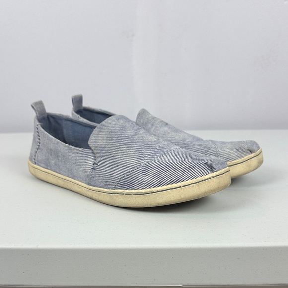 Toms Blue Canvas Slip-On Loafers Size 8 - Picture 2 of 8